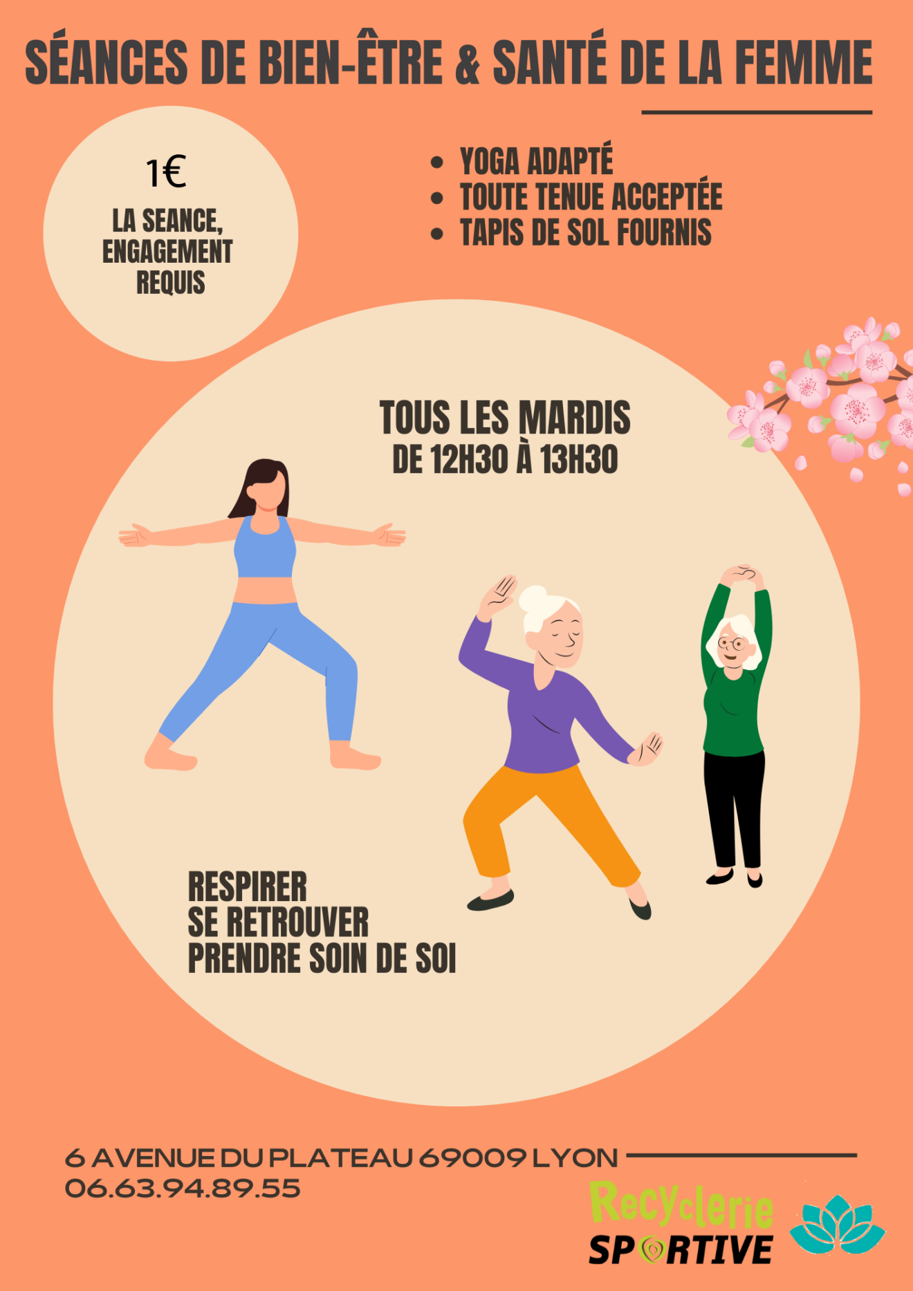 Séance de bien-être et santé de la femme à la Recyclerie sportive de la Duchère pour 1 euro