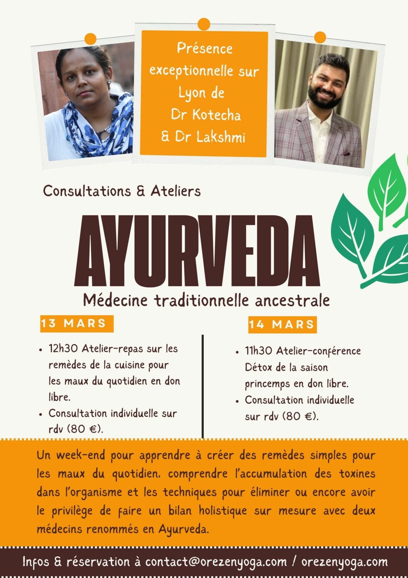 13 & 14 mars 2026 : Week-end Ayurveda sur Lyon